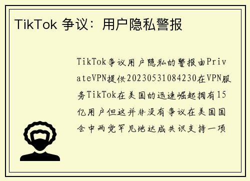 TikTok 争议：用户隐私警报