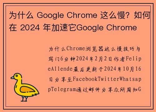 为什么 Google Chrome 这么慢？如何在 2024 年加速它Google Chrome